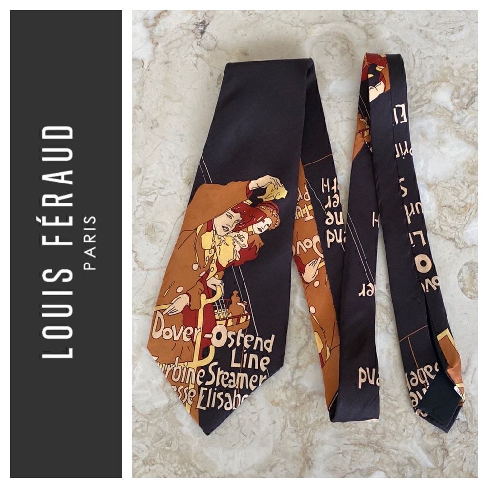 Vintage Louis Feraud Rare 1970’s Art Nouveau Print 100% Silk Tie